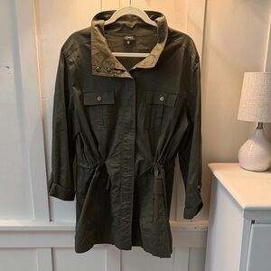 Jones New York Olive Green Utility Drawcord Jacket